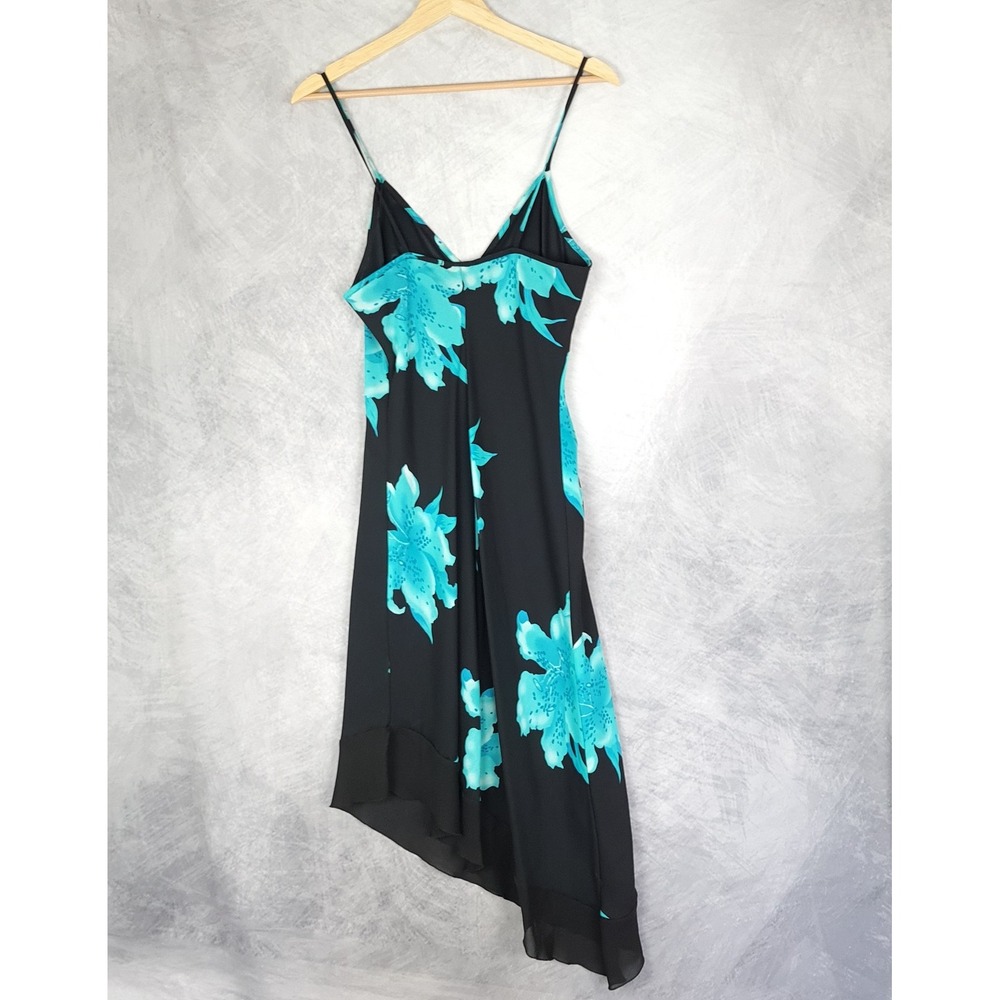 Vintage Floral Whimsy Dress Womens Large Asymmetrical Hem Spaghetti Strap 90s - Picture 7 of 16